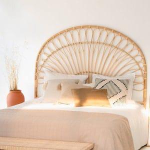 "Upgrade your bedroom's look with this stylish and sturdy cane wooden headboard."