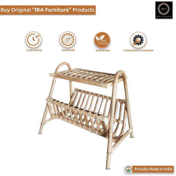Vintage IRA Cane Magazine Storage Kitchen Rack in Rattan | Stylish Furniture for Organization