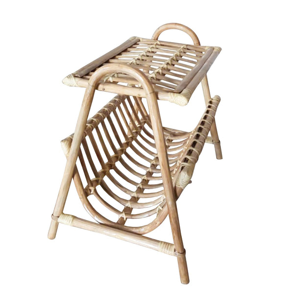 Vintage IRA Cane Magazine Storage Kitchen Rack in Rattan | Stylish Furniture for Organization