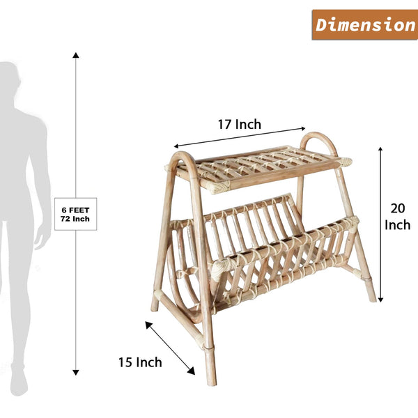 Vintage IRA Cane Magazine Storage Kitchen Rack in Rattan | Stylish Furniture for Organization