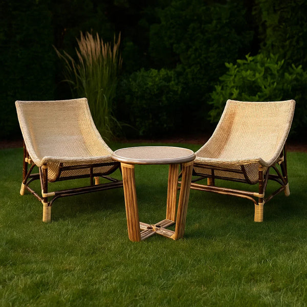 IRA Cane Hammock Chair (Natural) - Two Chair with Center Table