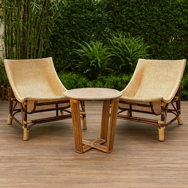 IRA Cane Hammock Chair (Natural) - Two Chair with Center Table