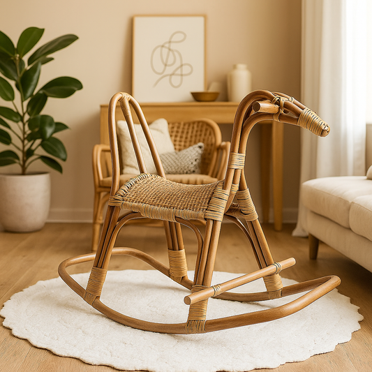 IRA Toddler's Art Rattan Rocking Horse Chair