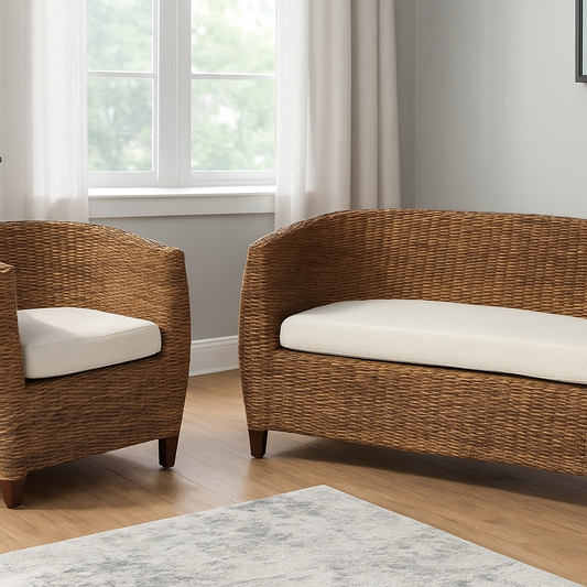 IRA Three Seater Designer Sofa (Walnut Finish, Brown)