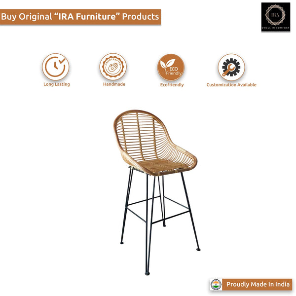 IRA- Minimal Style, Solid Bar Stool,Rattan Chair Counter Hight Chair
