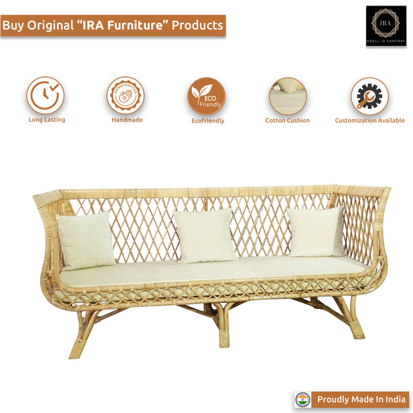 IRA Wicker Daybed, Natural - 3 seater sofa