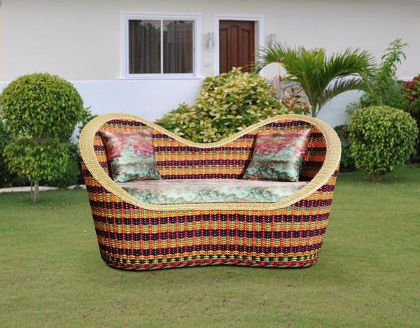 IRA Cane Multicolor Two Seater Sofa Colorful - Handoven