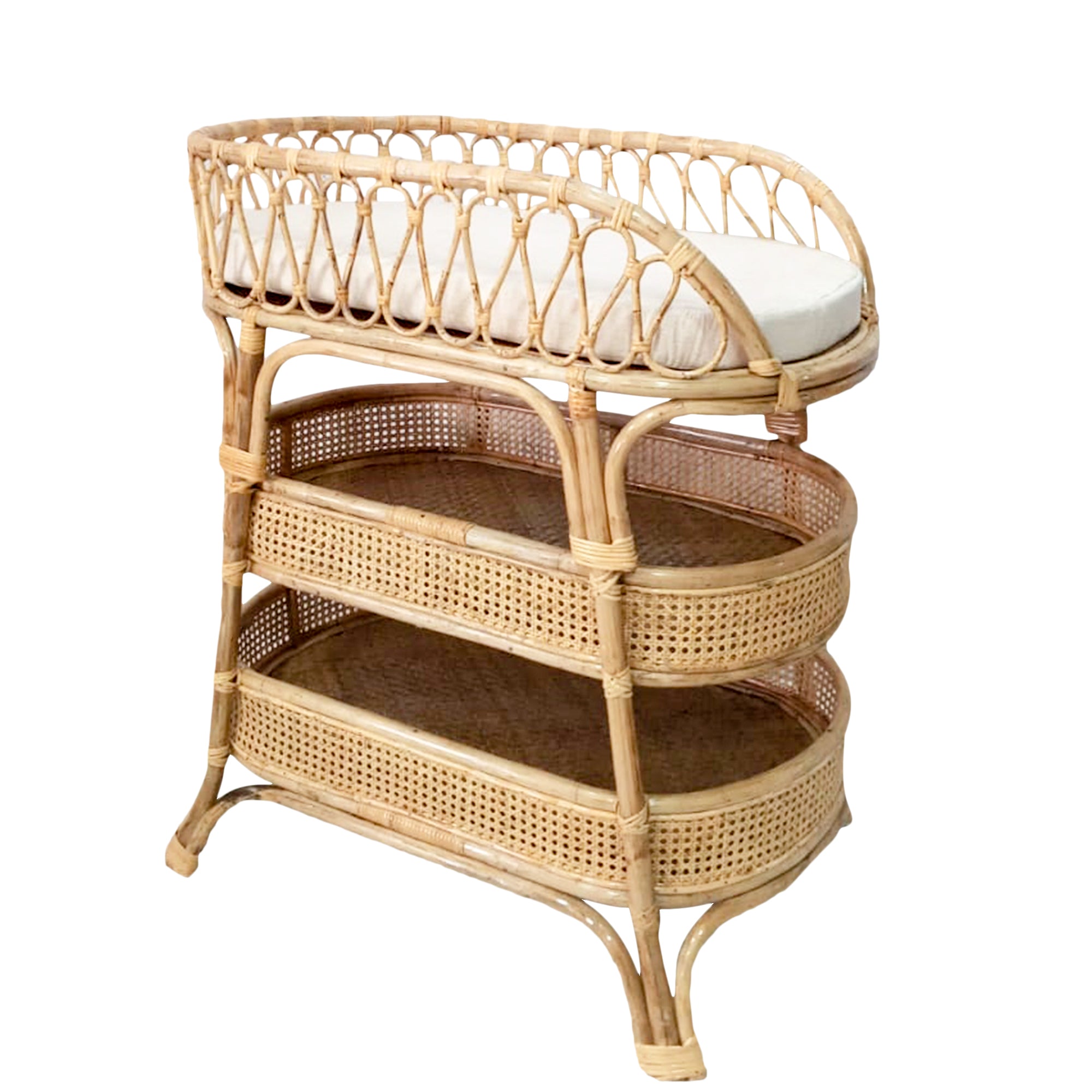 IRA New Born Baby Wicker Bassinet with cushion and Tray to keep accessories.