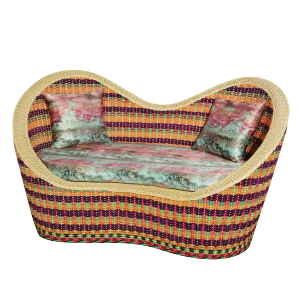 IRA Cane Multicolor Two Seater Sofa Colorful - Handoven