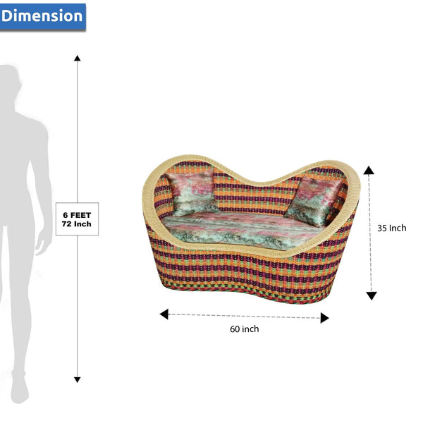 IRA Cane Multicolor Two Seater Sofa Colorful - Handoven