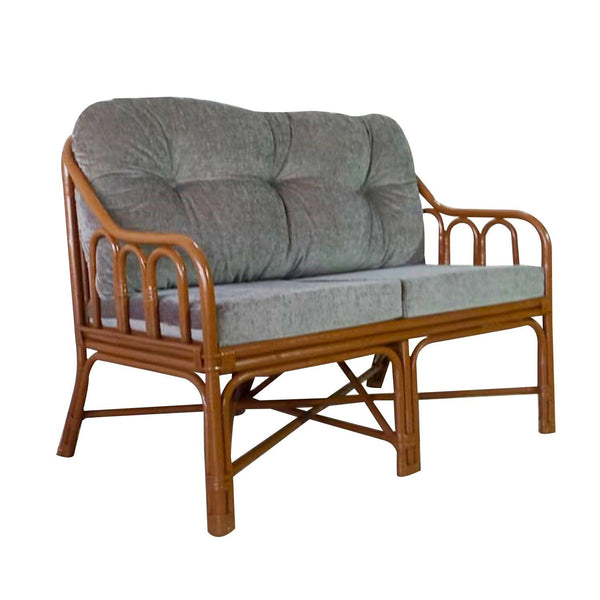 IRA 2-Seater Simple Sofa Set - Dark Brown Wash, Handwoven Rattan, Comfortable Seating for Living Room, Garden, Balcony | Modern Design, Wooden Frame, Outdoor & Indoor Use