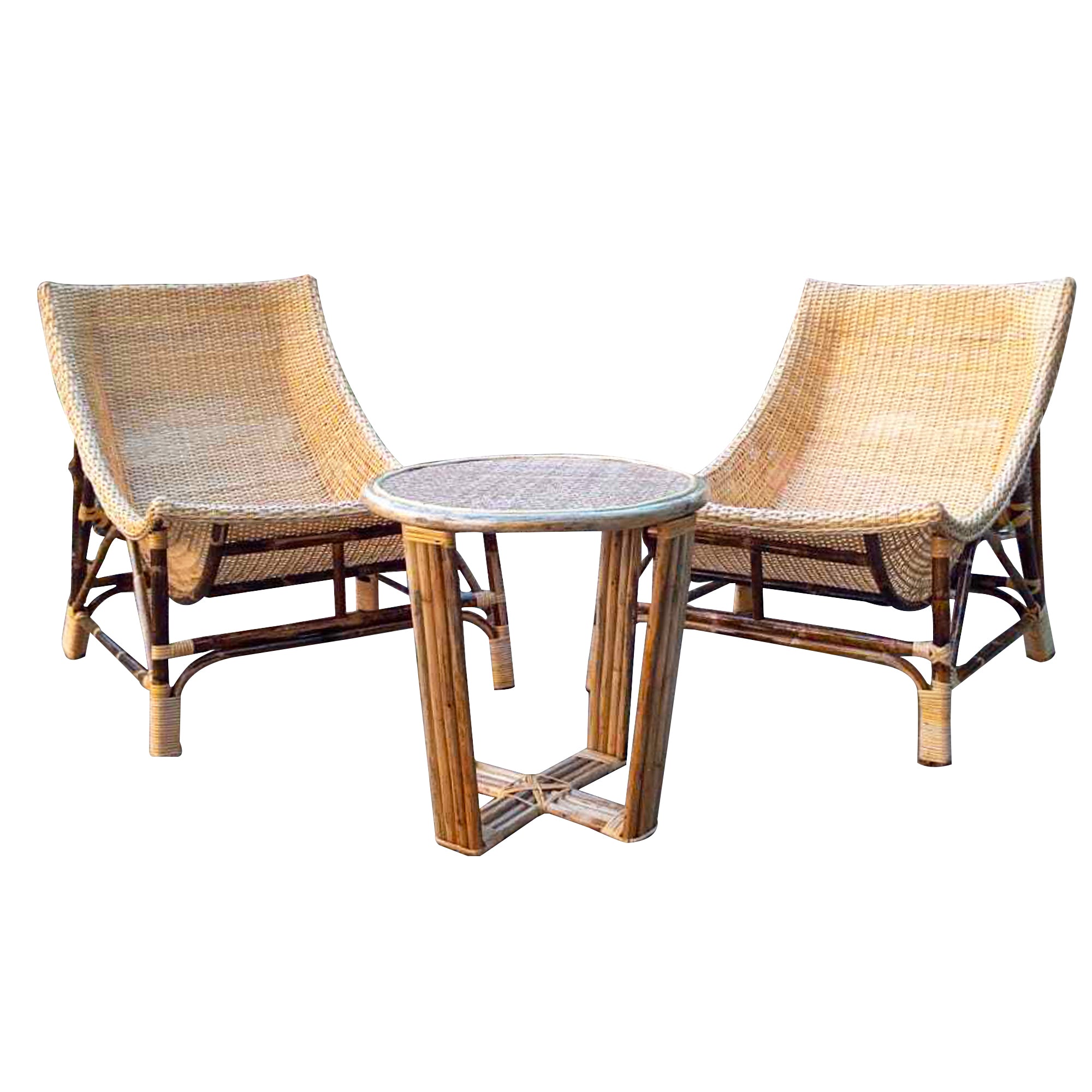 IRA Cane Hammock Chair (Natural) - Two Chair with Center Table