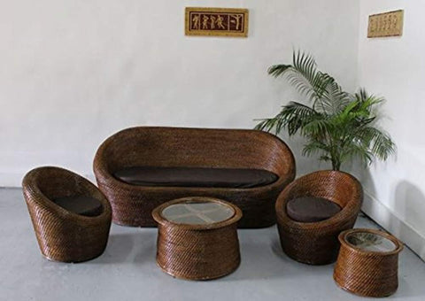 IRA Cane Wicker Sofa Set (Brown) - IRA Furniture