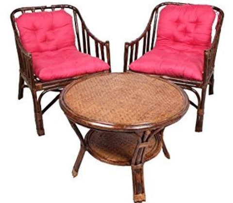 IRA Rattan Contemporary Styled Arm Chair with Table and Cushion - IRA Furniture