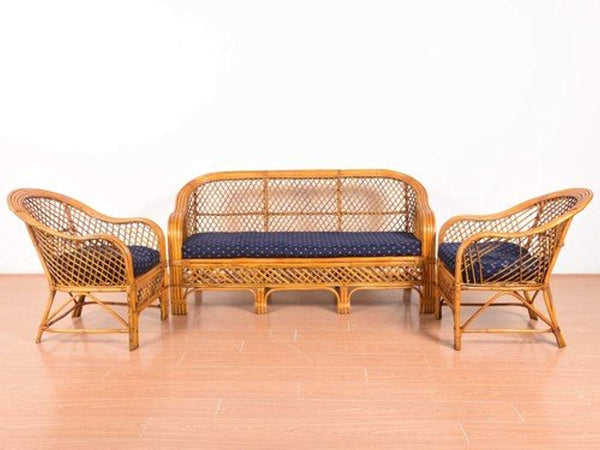 IRA Ratan Bamboo 5 Seater Sofa Pack with Cushion (Brown) - IRA Furniture