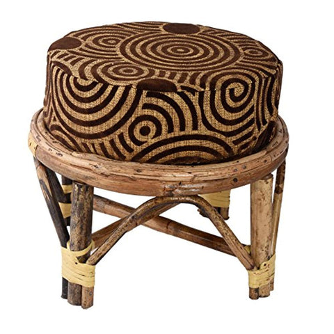 IRA Sparkling Cane Cushioned Stool Chair With Cushion, Brown - IRA Furniture