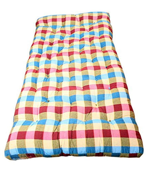 Ira Cotton Filled Mattress(Blue And Red) - IRA Furniture