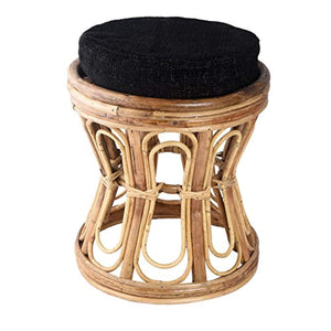 IRA Hand Carved Charming Wood Cushioned Stool, Brown - IRA Furniture