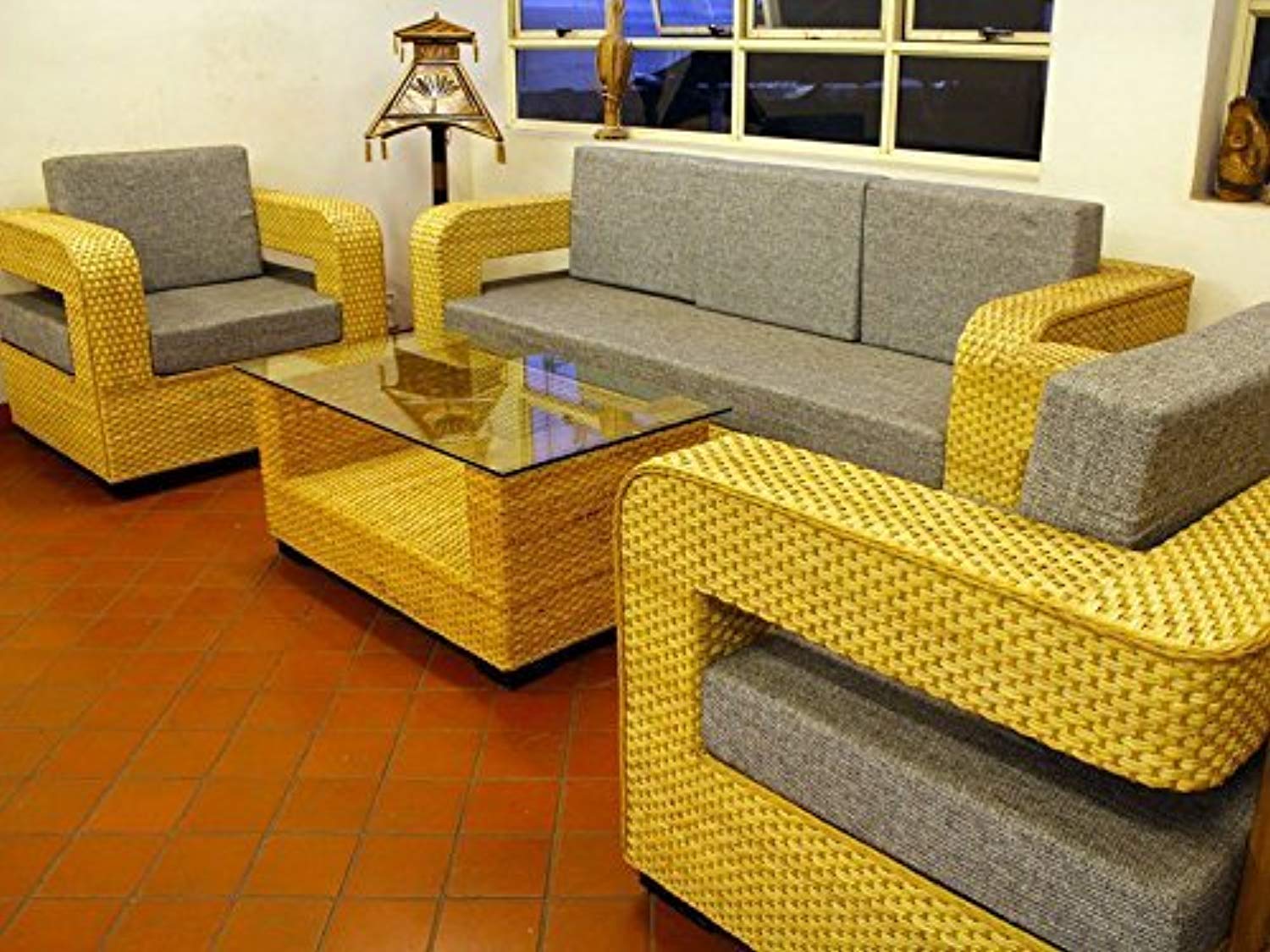 IRA Deventer Cane 3+2+1 Seater Sofa (Brown, Standard) - IRA Furniture