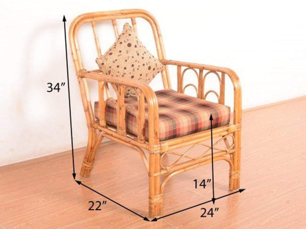 IRA Wicker Cane 5-Seater Bamboo Sofa Set with Cushions (Brown) - IRA Furniture