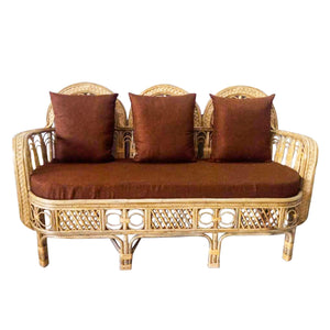 IRA Wicker Sofa (Natural) - 3 seater for Garden / Balcony / Entrance