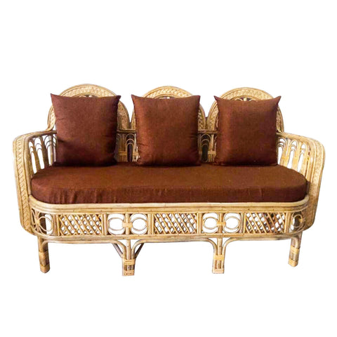 IRA Wicker Sofa (Natural) - 3 seater for Garden / Balcony / Entrance