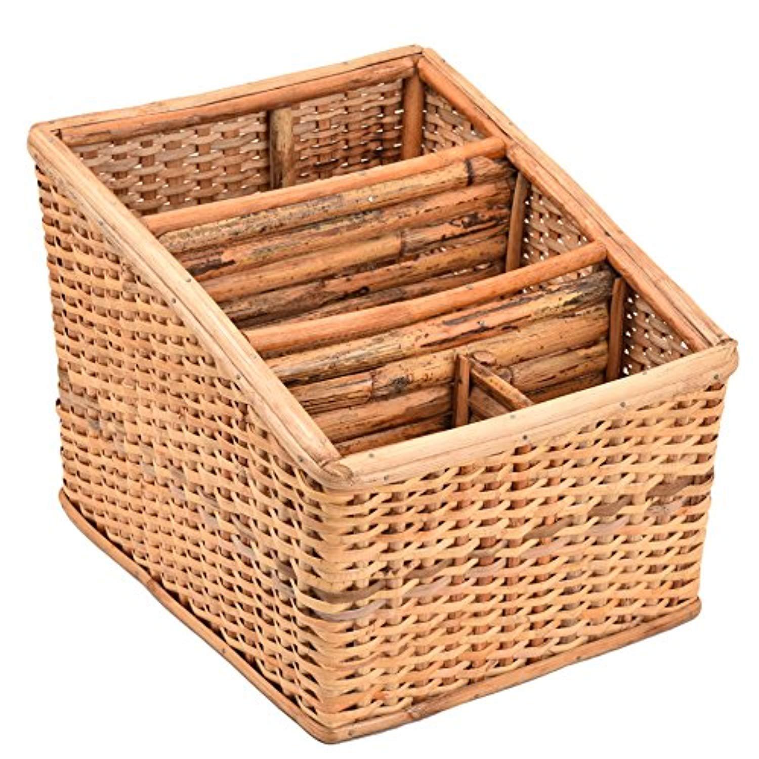 IRA Cane Handmade Multipurpose Basket/Magazine Stand Holder (Brown, Standard) - IRA Furniture