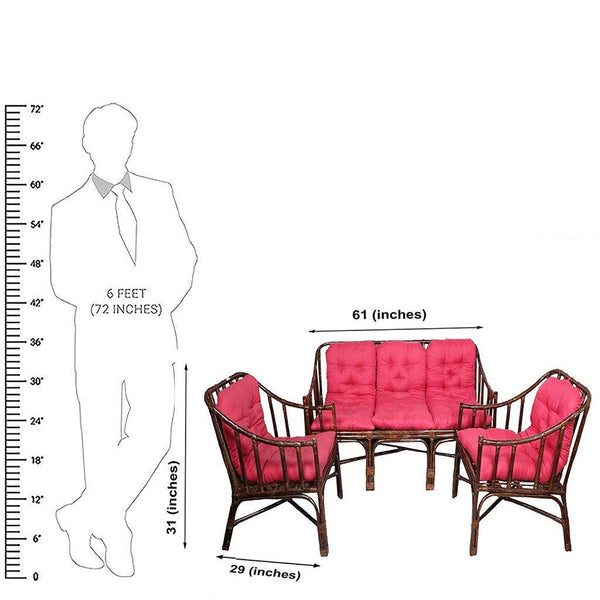 IRA Cane Sofa Set (Multicolour, 48x50 cm, Standard) - IRA Furniture