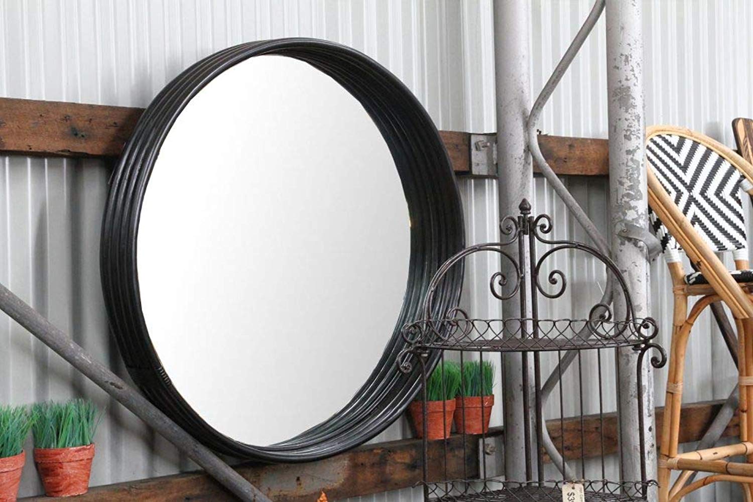 IRA Black Satin Frame Mirror - IRA Furniture