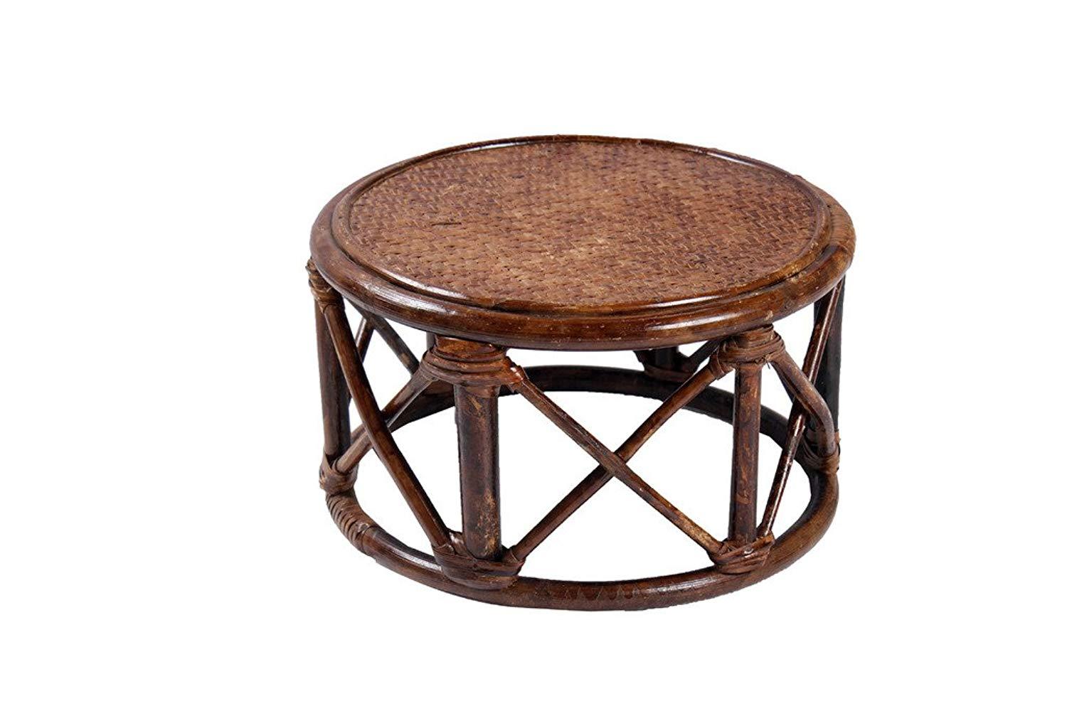 IRA Art Rattan and Wicker Cane Wood Bamboo Encircled Pouffe Stool Muda - IRA Furniture