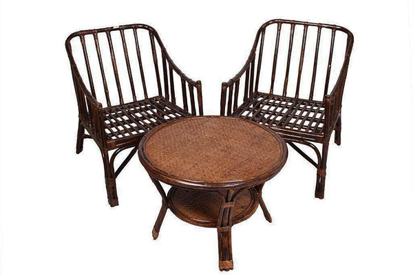 IRA Rattan Contemporary Styled Arm Chair with Table and Cushion - IRA Furniture