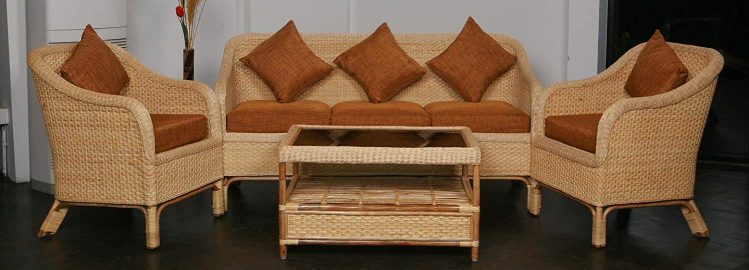 IRA Cane 5 Seater Sofa Set with Cushions - IRA Furniture