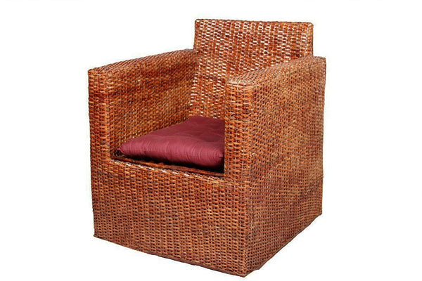 IRA Wicker Square Styled Arm Chair Set with Cushion - IRA Furniture