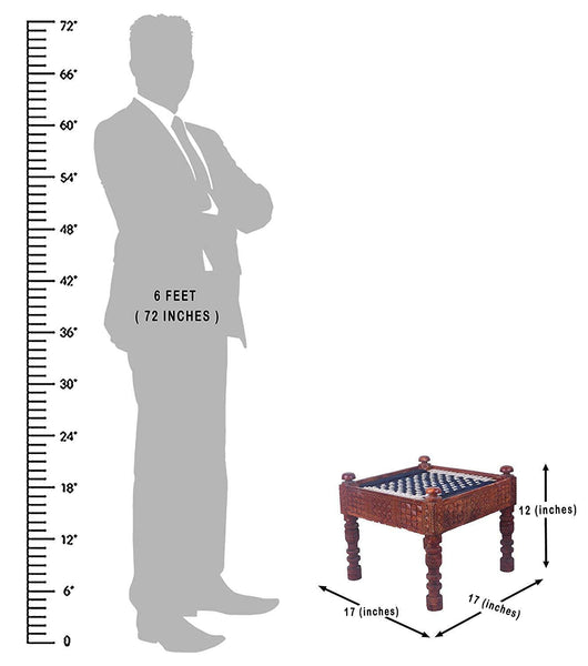 IRA Wooden Handcrafted Chowki Khatli Stool - IRA Furniture
