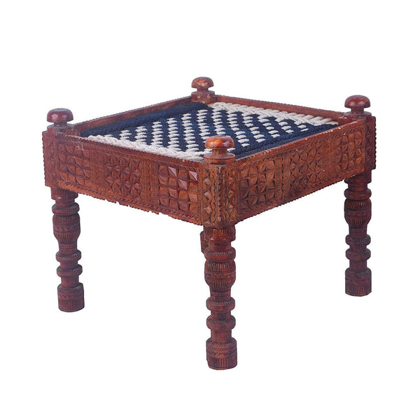 IRA Wooden Handcrafted Chowki Khatli Stool - IRA Furniture