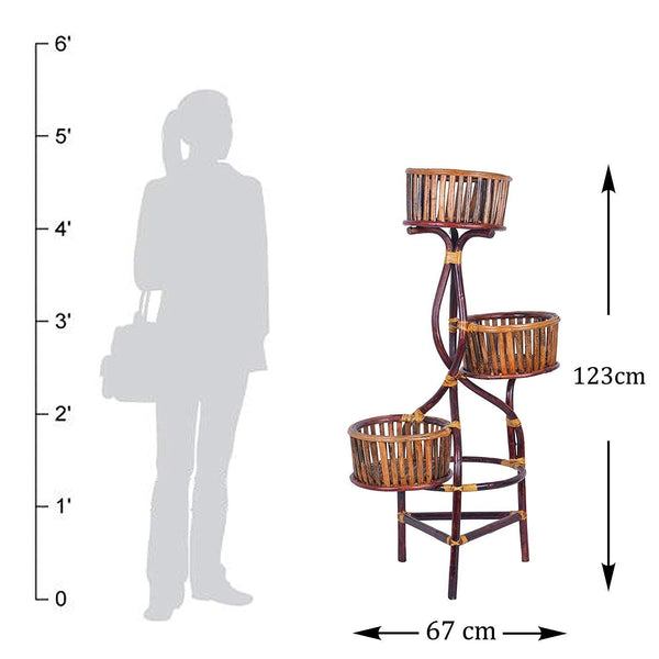 IRA Cane Stand Vase for 3 Flower Pots - IRA Furniture