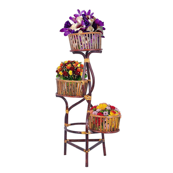 IRA Cane Stand Vase for 3 Flower Pots - IRA Furniture