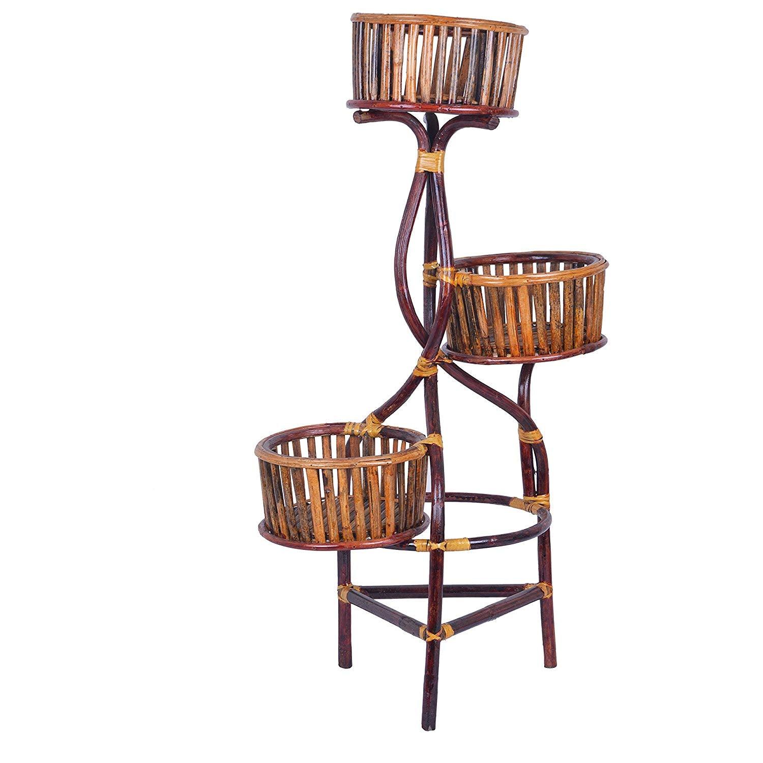 IRA Cane Stand Vase for 3 Flower Pots - IRA Furniture