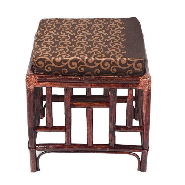 IRA Cane Stool for Sitting with Cushion (Brown) - IRA Furniture