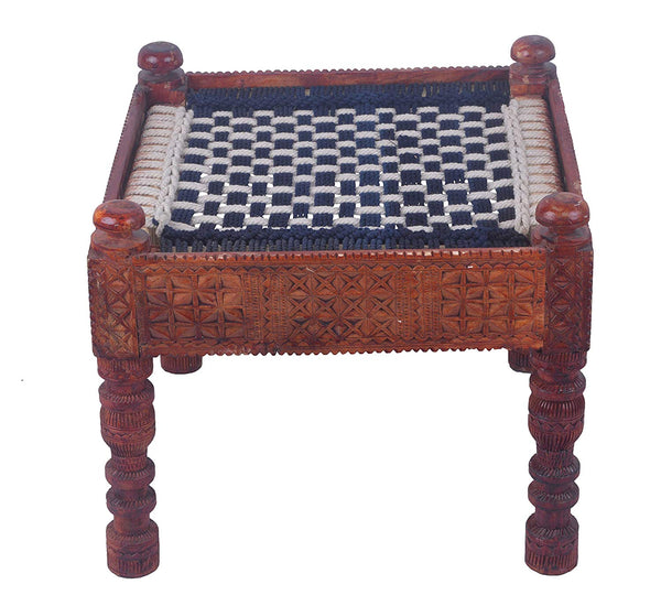 IRA Wooden Handcrafted Chowki Khatli Stool - IRA Furniture
