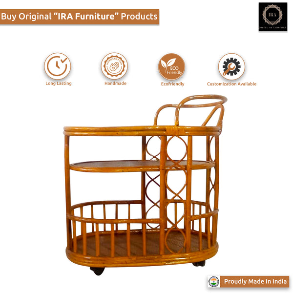IRA Serving Cart with Wheels Light Brown