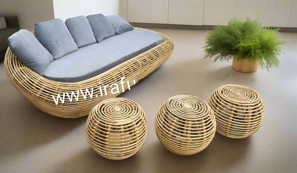 3-Seater Sofa with Cushions and Side Tables | Comfortable Living Room Sofa Set | Modern Sofa with Cushions for Home and Office | Stylish Sofa with Side Tables