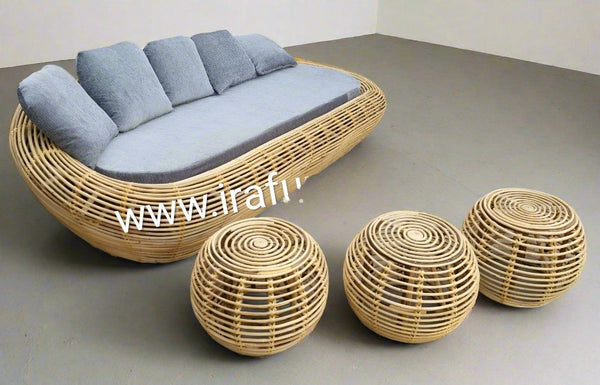 3-Seater Sofa with Cushions and Side Tables | Comfortable Living Room Sofa Set | Modern Sofa with Cushions for Home and Office | Stylish Sofa with Side Tables