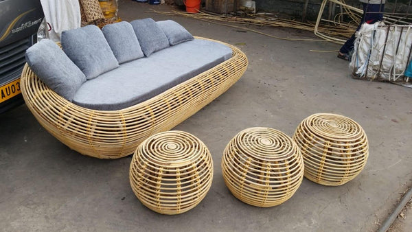 3-Seater Sofa with Cushions and Side Tables | Comfortable Living Room Sofa Set | Modern Sofa with Cushions for Home and Office | Stylish Sofa with Side Tables