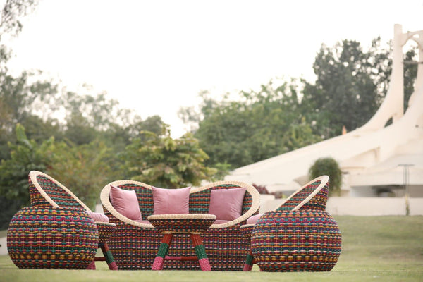 Rainbow Dreams Boho Sofa Set: Colorful and Comfy Living Room Furniture