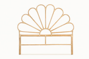 "Transform your bed into a cozy retreat with this charming cane wooden headboard."