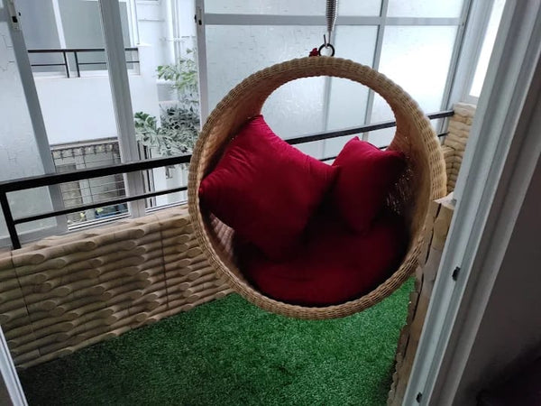 Versatile Rattan Swing Chair: Perfect Indoor-Outdoor Relaxation for Garden, Balcony, and Living Room