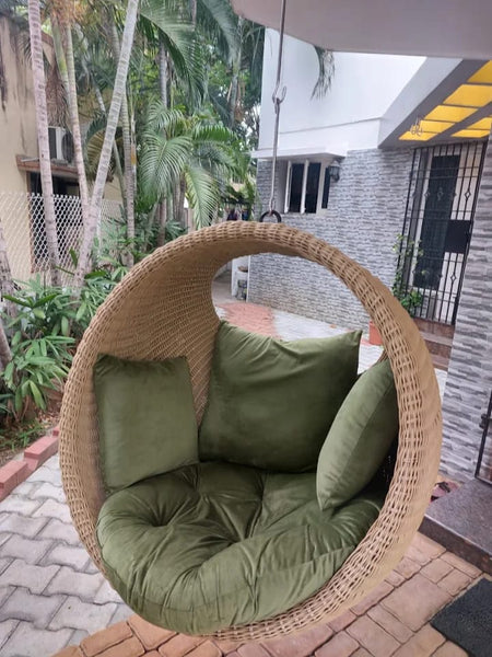 Versatile Rattan Swing Chair: Perfect Indoor-Outdoor Relaxation for Garden, Balcony, and Living Room