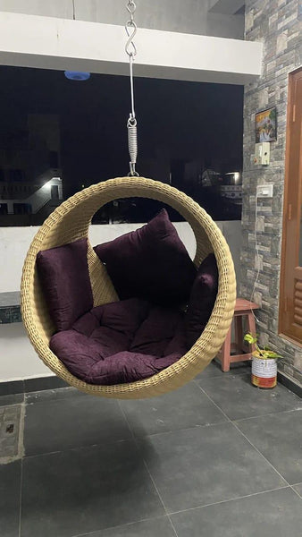 Versatile Rattan Swing Chair: Perfect Indoor-Outdoor Relaxation for Garden, Balcony, and Living Room