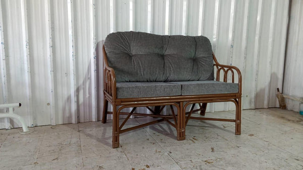 IRA 2-Seater Dark Brown Outdoor Sofa Set | Handwoven Rattan Wicker Furniture | Comfortable Seating with Cushions | Perfect for Living Room, Garden, Patio, Balcony | Modern Design, Outdoor & Indoor Use